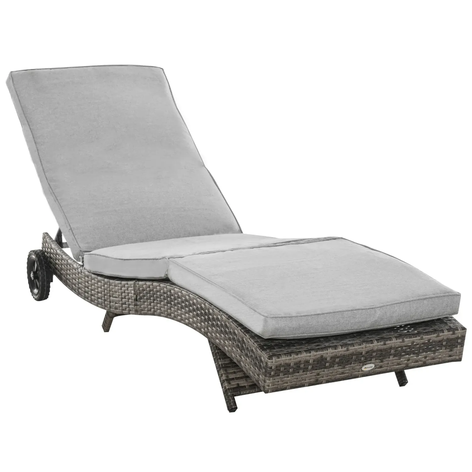 Rattanliege Sonnenliege Gartenliege mit Kissen 5-stufig verstellbar Grau Rattanliege Sonnenliege Gartenliege mit Kissen 5-stufig verstellbar Grau