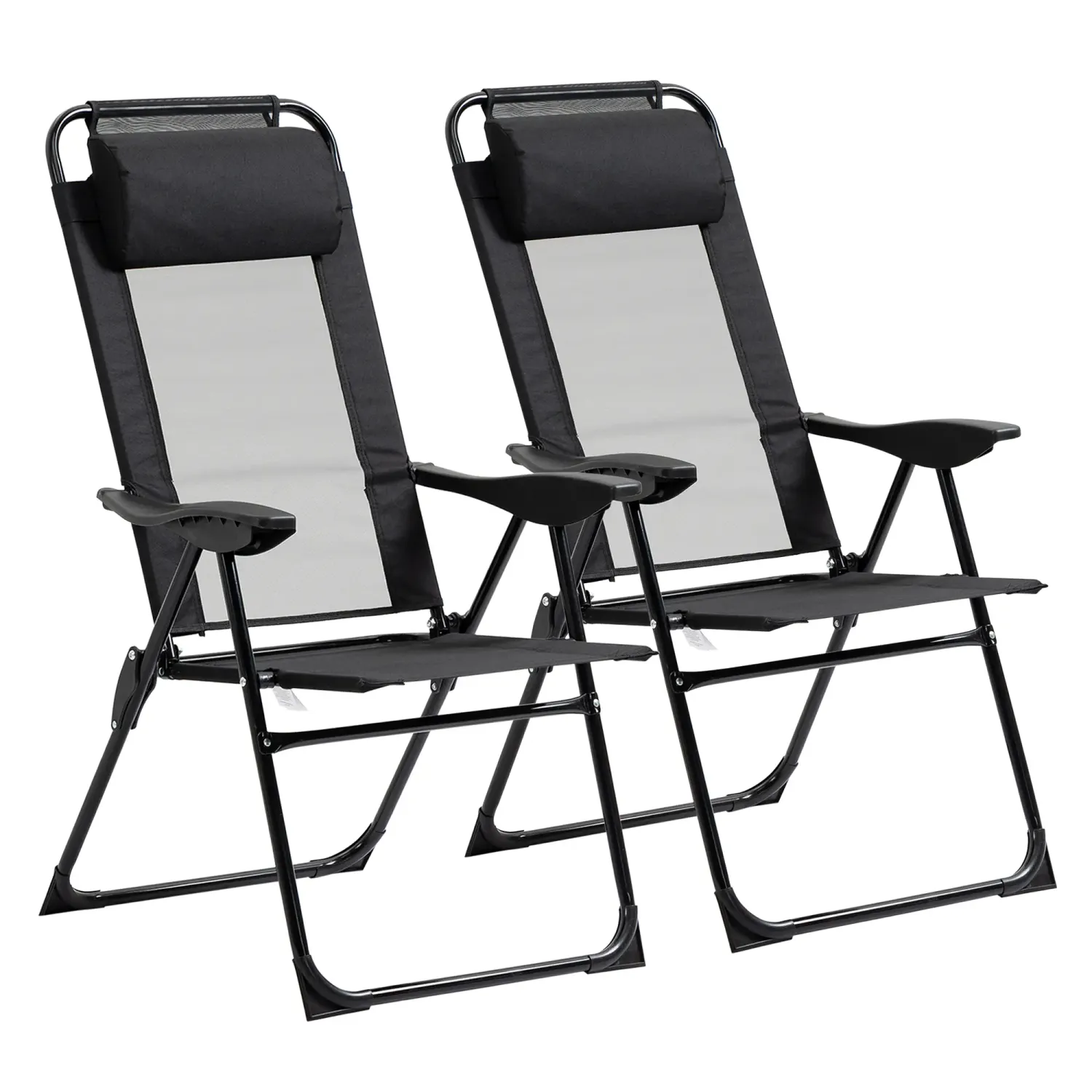 Klappstuhl 2er-Set, Klappliege, wetterfest, 5-fach verstellbare Rückenlehne, Metallgestell, Schwarz Klappstuhl 2er-Set, Klappliege, wetterfest, 5-fach verstellbare Rückenlehne, Metallgestell, Schwarz
