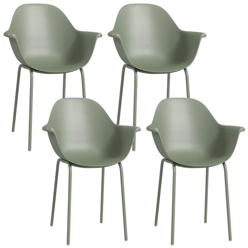 4er-Gartenstuhl-Set, Esszimmerstühle, mit Rückenlehne/Armlehnen, wetterfest, bis 120 kg, Kunststoff/Metall, Grün