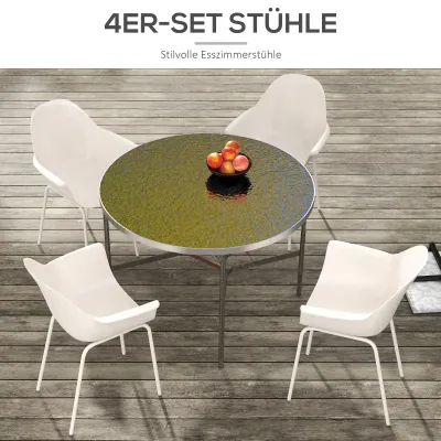 4er-Gartenstuhl-Set, Esszimmerstühle, mit Rückenlehne/Armlehnen, wetterfest, bis 120 kg, Kunststoff/Metall, Grau