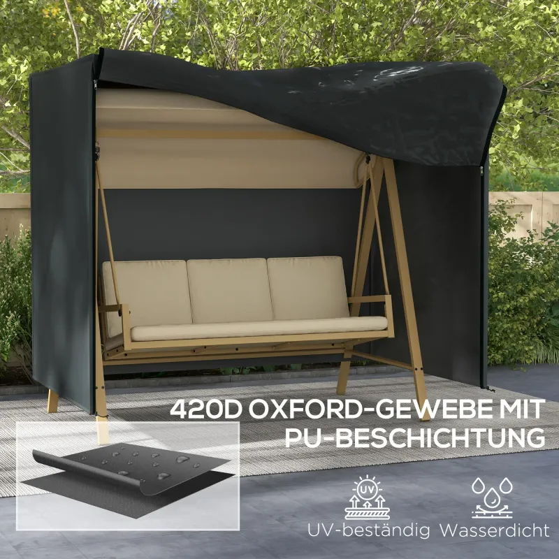 Abdeckung, Schutzhülle für Hollywoodschaukel, wasserdicht,  220x125x172cm, Schwarz