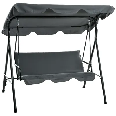 Hollywoodschaukel Gartenschaukel 3-Sitzer, wetterbeständig, verstellbares Dach, 172 x 110 x 153, grau Hollywoodschaukel Gartenschaukel 3-Sitzer, wetterbeständig, verstellbares Dach, 172 x 110 x 153, grau