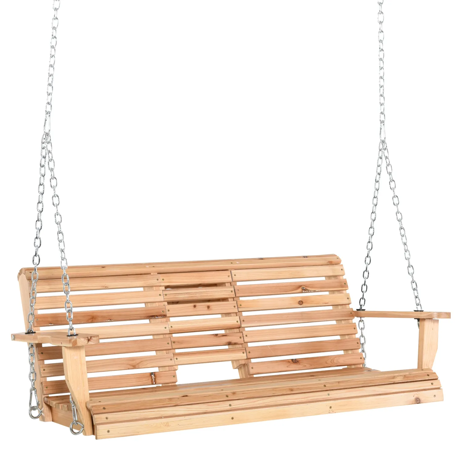 Hollywoodschaukel Hängebank mit Klapptisch und Becherhaltern Naturholz 150 x 75 x 53cm Hollywoodschaukel Hängebank mit Klapptisch und Becherhaltern Naturholz 150 x 75 x 53cm