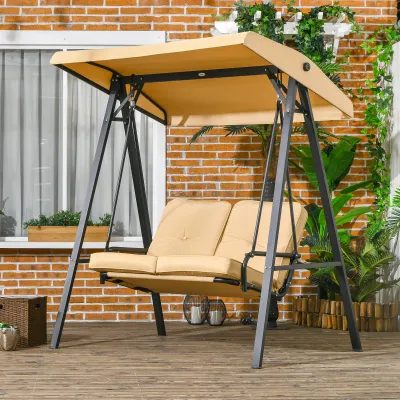 Hollywoodschaukel, 2-Sitzer Gartenschaukel, 145 x 116 x 172 cm, Beige