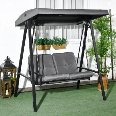 Hollywoodschaukel 2-Sitzer, verstellbares Dach, 145 x 116 x 172 cm, Dunkelgrau