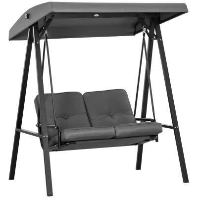 Hollywoodschaukel 2-Sitzer, verstellbares Dach, 145 x 116 x 172 cm, Dunkelgrau Hollywoodschaukel 2-Sitzer, verstellbares Dach, 145 x 116 x 172 cm, Dunkelgrau