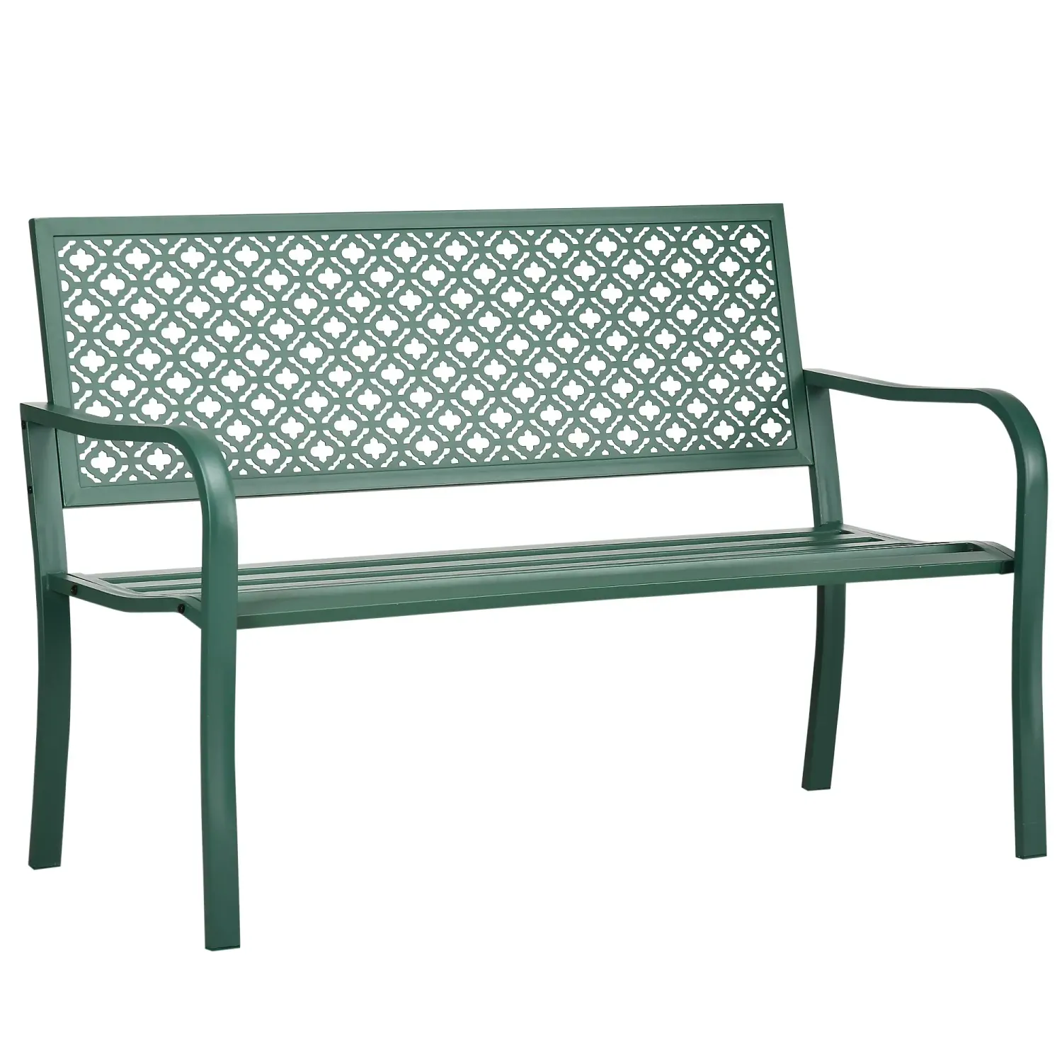 Gartenbank aus Metall, 2-Sitzer, wetterbeständig, 127 cm x 63 cm x 83 cm, Grün