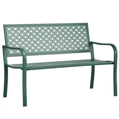 Gartenbank aus Metall, 2-Sitzer, wetterbeständig, 127 cm x 63 cm x 83 cm, Grün