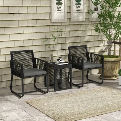 3-teiliges Bistro-Set Balkon-Set Terrassen-Set Wetterbeständig Modernes Design | Schwarz/Grau