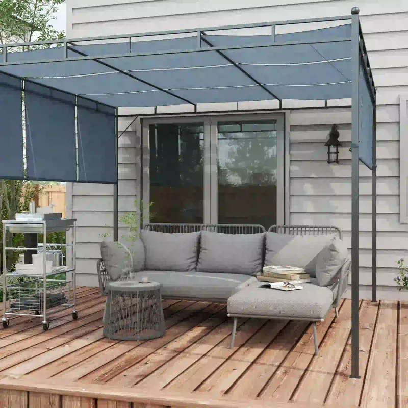 3 tlg. Rattan Gartenmöbel-Set, 1 Ecksofa, 1 Liege, inkl. Kissen, wetterbeständig, Hellgrau