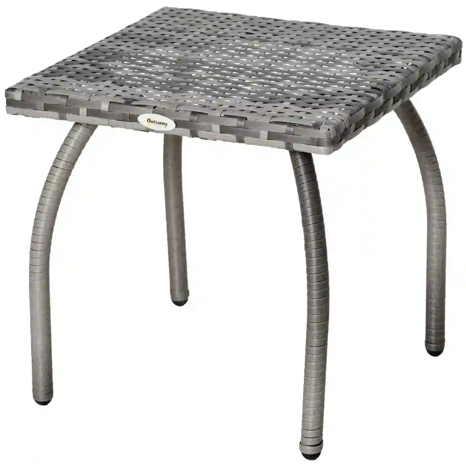 Rattan-Gartentisch im gemütlich-schicken Stil, Beistelltisch in Grau