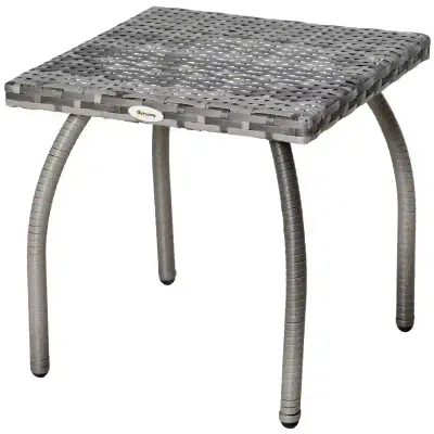 Rattan-Gartentisch im gemütlich-schicken Stil, Beistelltisch in Grau
