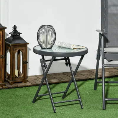 Klappbarer Beistelltisch Outdoor | Glasplatte & Metall | Weis