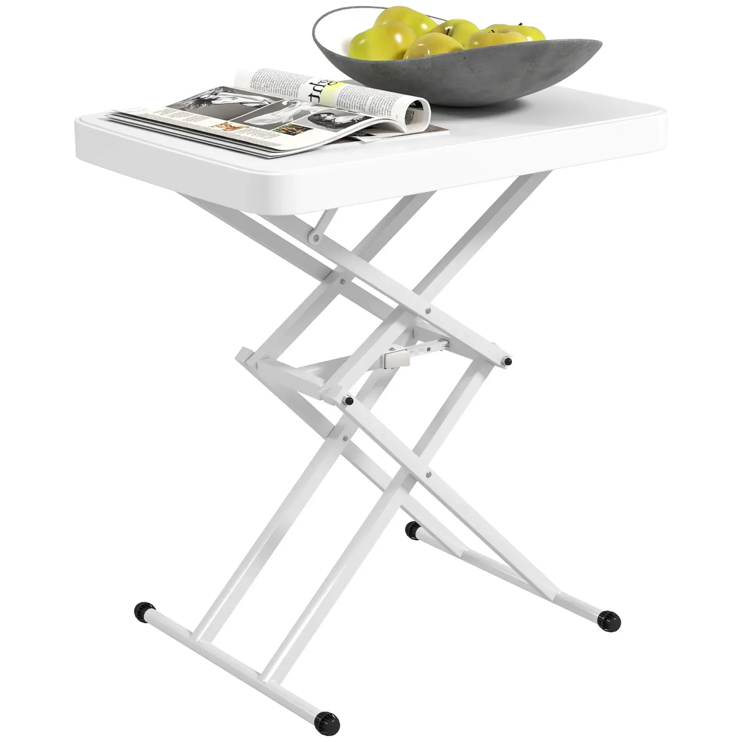 Gartentisch, Klapptisch, Campingtisch aus Kunststoff und Metall, Bistrotisch, für Terrasse, Garten, Weiss