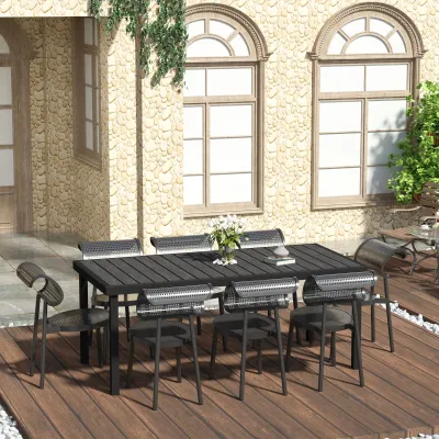 Gartentisch Outdoor-Esstisch | Holzoptik &amp; wetterfest | Schwarz