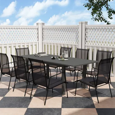 Grosser Gartentisch ür 6-8 Personen Aluminium 160/220x90 cm Grau