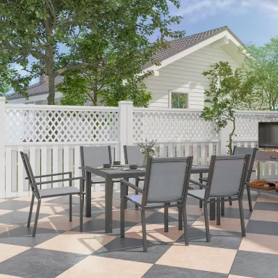 Gartenmöbellset für 6 Personen Outdoor Lounge Set, stapelbare Stühle grau