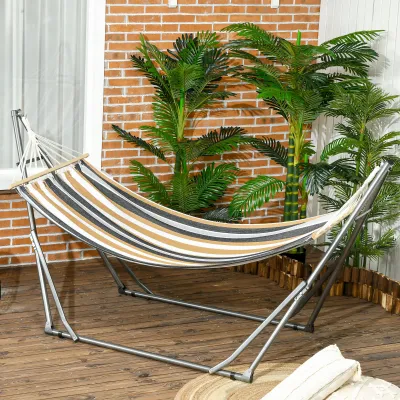 Gartenklapp-Hängematte Wäscheständer mit gebogenem Metallgestell Epoxy-Hängematte auf Ständer 1 Platz Maximale Belastung 120 kg