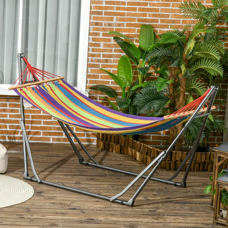 Faltbare Gartenschaukel Hängematte Metallgestell 1 Person Belastbar 120kg | Mehrfarbig