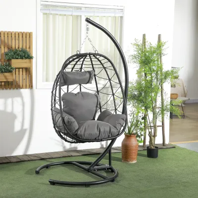 Hängesessel Outdoor Egg Chair Wetterbeständig Inkl. Polster | Dunkelgrau