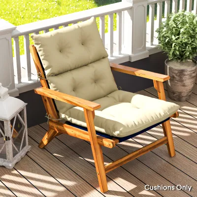 Sitzkissen, Dickes Polsterkissen für Sitzmöbel, mit Rückenlehne, Schaukelstuhlkissen, für drinnen und draussen, Beige