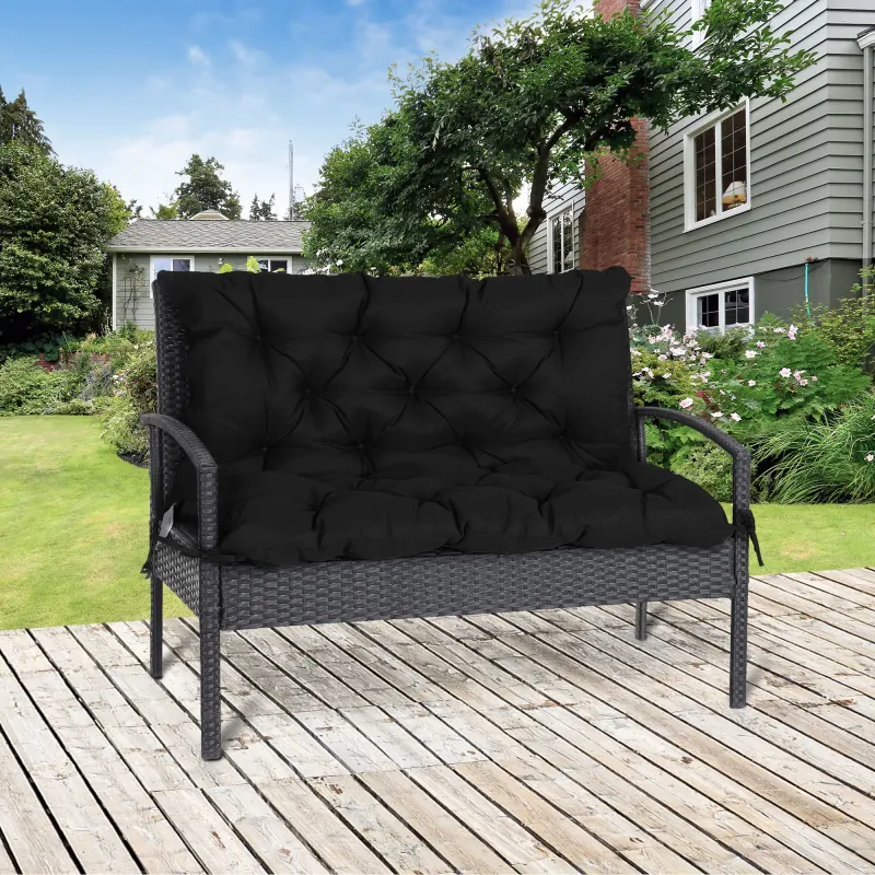 3 Sitzer Bankauflage 100x98x8cm Bankkissen Bänder Bankpolster Hollywoodschaukel | Schwarz