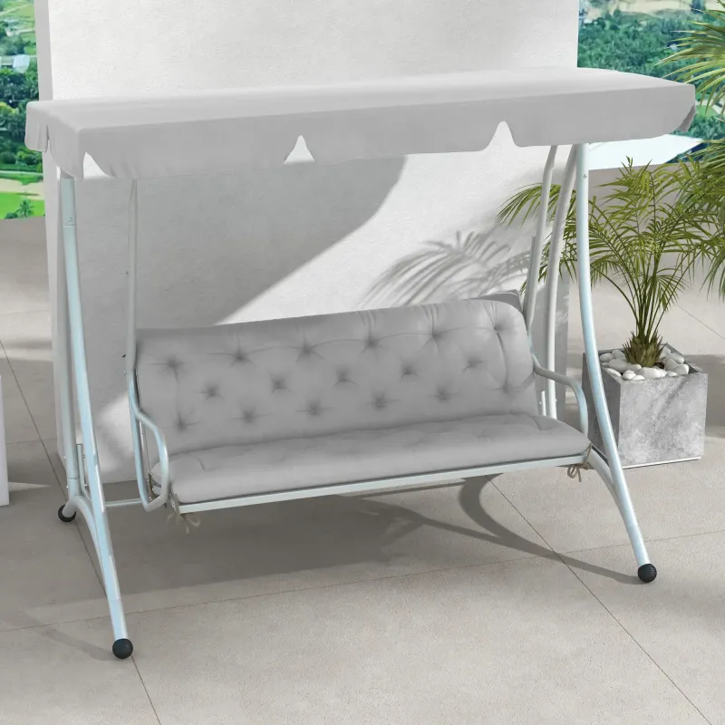 3 Sitzer Bankauflage 150x98x8cm Bankkissen Bänder Bankpolster Hollywoodschaukel | Hellgrau