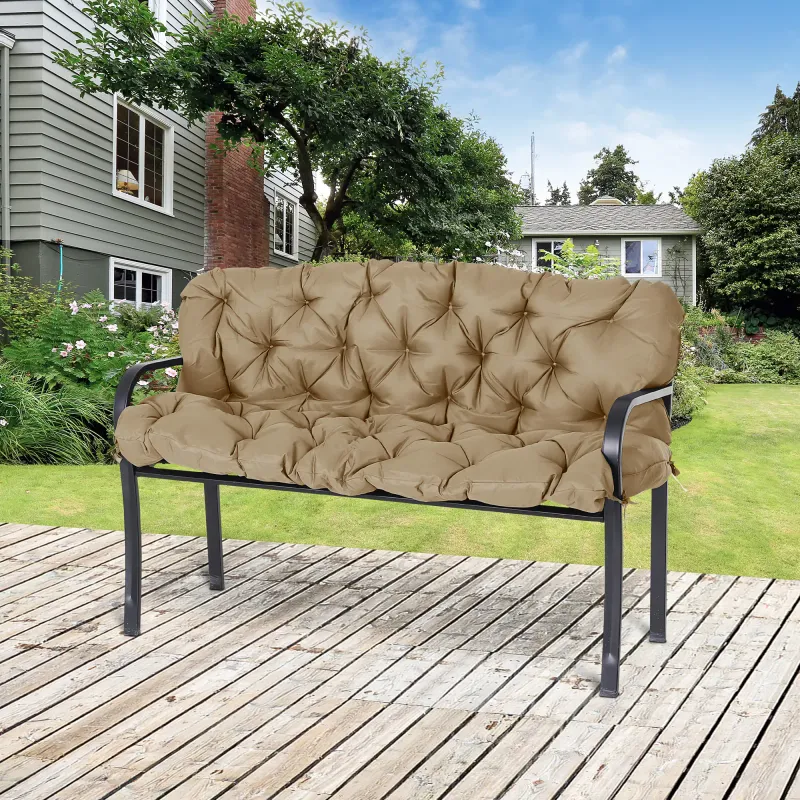 3 Sitzer Bankauflage 150x98x8cm Bankkissen Bänder Bankpolster Hollywoodschaukel | Khaki