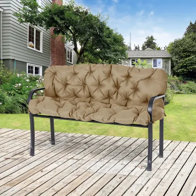 3 Sitzer Bankauflage 150x98x8cm Bankkissen Bänder Bankpolster Hollywoodschaukel | Khaki