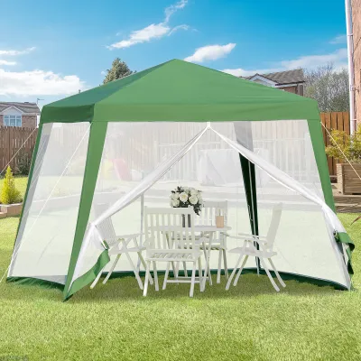 Gartenpavillon Pavillon Partyzelt mit Moskitonetz Grün 3 x 3 m