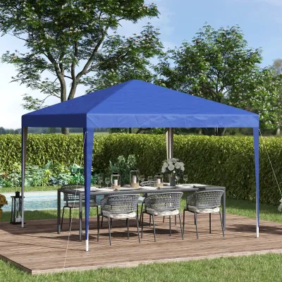 Garten-Pavillon, 2,95 x 2,95 m Pop-Up-Faltpavillon, Partyzelt, UV-Schutz, Stahl+Oxfordstoff, Blau