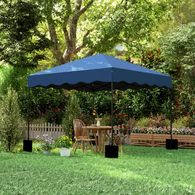 3 x 3 m Pop-up-Pavillon, Höhenverstellbares Gartenzelt, mit Rolltasche und Gewichten, für Garten, Terrasse, Metall, Stoff, Dunkelblau