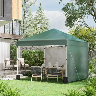 Faltpavillon, 2 Seitenwände, höhenverstellbar, mit Transporttasche | rostfreies Stahlgestell, 3 x 3 m | Grün