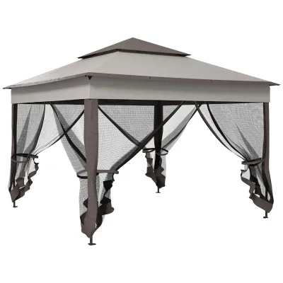 Faltpavillon, Gartenzelt mit Seitenwänden Grau 3,25 x 3,25 x 2,7 m
