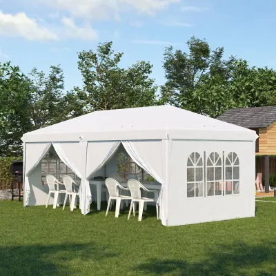 grosser Faltpavillon 6 x 3 m, abnehmbare Seitenwände, grosse Fenster, weiss