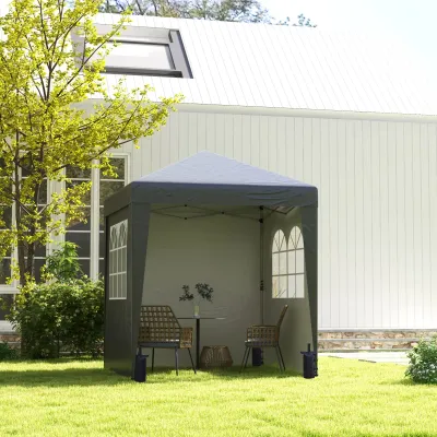 Garten-Barnum-Pavillon 2 x 2 m mit UV-Schutz 30+ 3 Seitenwänden Grau