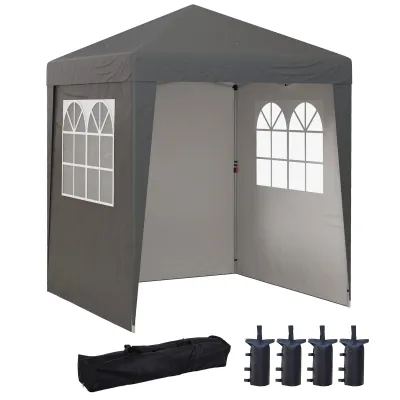 Garten-Barnum-Pavillon 2 x 2 m mit UV-Schutz 30+ 3 Seitenwänden Grau