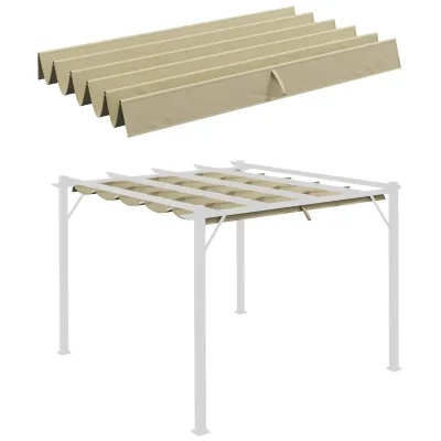 Ersatzdach für 3 x 3 m Pergola, einziehbar, mit Regenabflusslöchern, wetterfest, Polyester, Beige