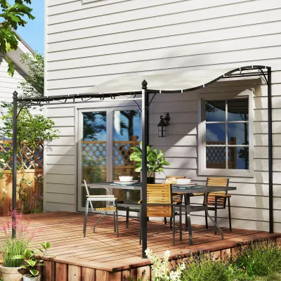 2,5 x 3 m Pergola, Anbau-Pavillon, wasserbeständig, Metallrahmen, Cremeweiss