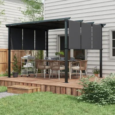 Pergola, Pavillon, wetterbeständig, inkl. Befestigungsmaterial, 3 x 3,5 m, Dunkelgrau