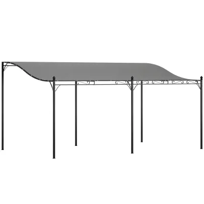 grosse 3 x 5 m Pergola, Pavillon, Flexibles Gartendach mit wasserfester Plane und Metallrahmen, Dunkelgrau