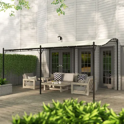 grosse 3 x 5 m Pergola, Pavillon, Flexibles Gartendach mit wasserfester Plane und Metallrahmen, Cremeweiss
