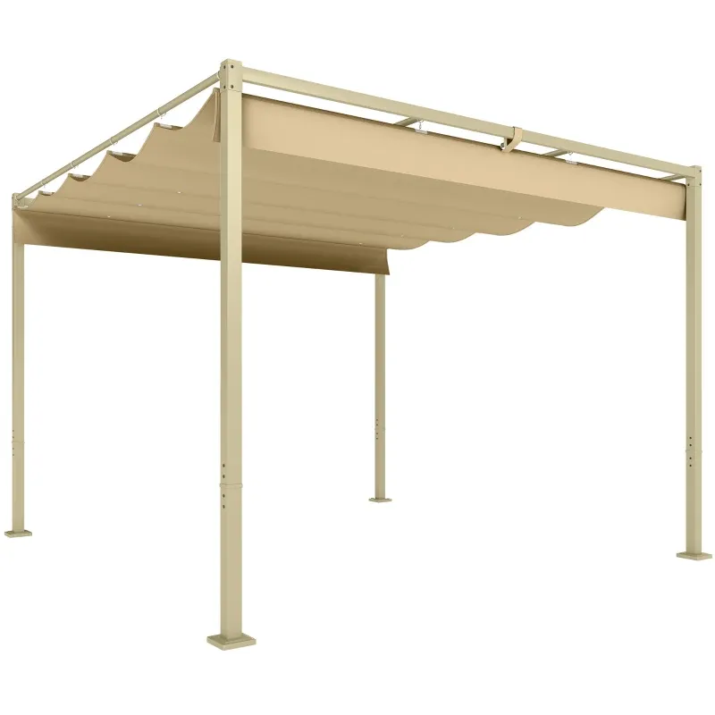Gartenpavillon, Pergola, 3 x 3m mit ausziehbarem Dach, Khaki