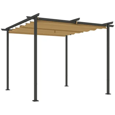 3 x 3 m Garten-Pergola mit verstellbarem Dach, für Veranda, Terrasse, Beige