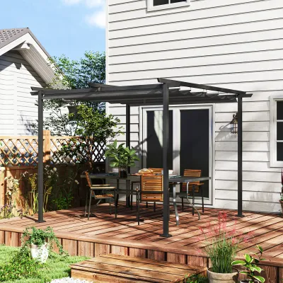3 x 3 m Garten-Pergola mit verstellbarem Dach, Pavillon für Veranda, Terrasse, Dunkelgrau