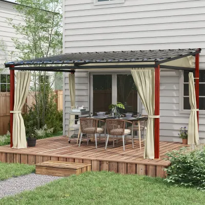 Pergola de Luxe 3,5x3m mit festem Polycarbonat-Dach, wetterbeständig, inkl Befestigungsmaterial, Beige