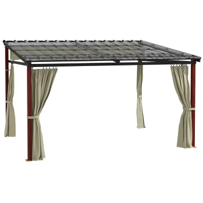 Pergola de Luxe 3,5x3m mit festem Polycarbonat-Dach, wetterbeständig, inkl Befestigungsmaterial, Beige