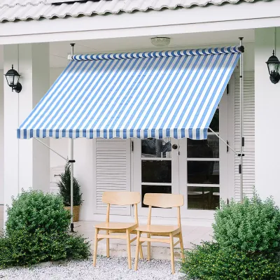 Klemm-Markise Sonnenstore Aluminium Polyester 150x250cm blau weiss