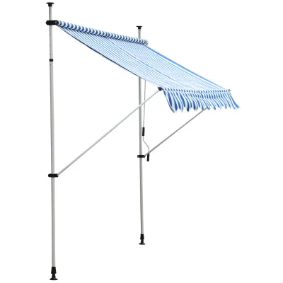 Klemm-Markise Sonnenstore Aluminium Polyester 150x250cm blau weiss Klemm-Markise Sonnenstore Aluminium Polyester 150x250cm blau weiss