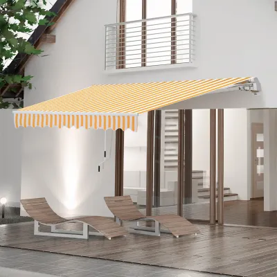Sonnenstore, Markise 3 x 2.5 m  mit Kurbel, einstellbarer Winkel 45°-85°, orange